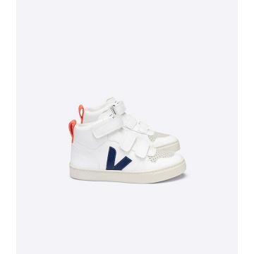 Veja V-10 MID CWL Kids' High Tops White/Blue/Orange | NZ 707ILH